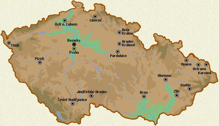 Mapa České republiky - Roztoky